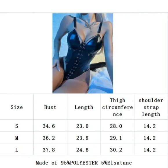 Women Faux Leather Lingerie Dress Bodysuit Black Teddy Catsuit Hot&Sexy Clubwear - Picture 8 of 8